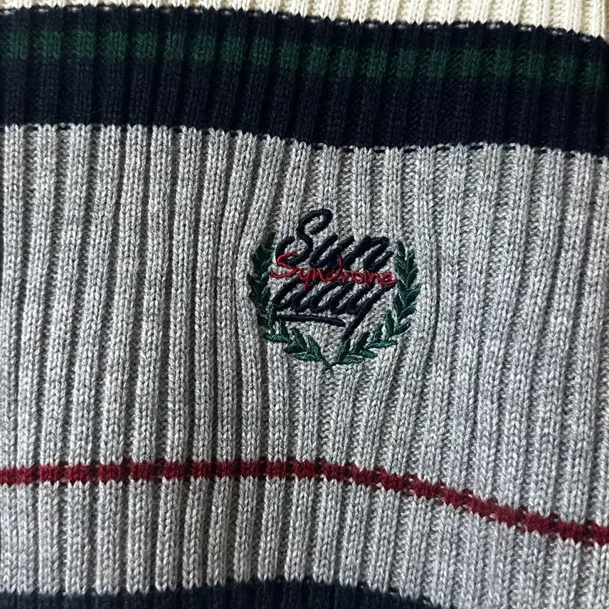 [BUNJANG] Romantic Crown Stripe Knitwear Gray / (새상품)로맨틱크라운 스프라이트 니트 웨어 그레이