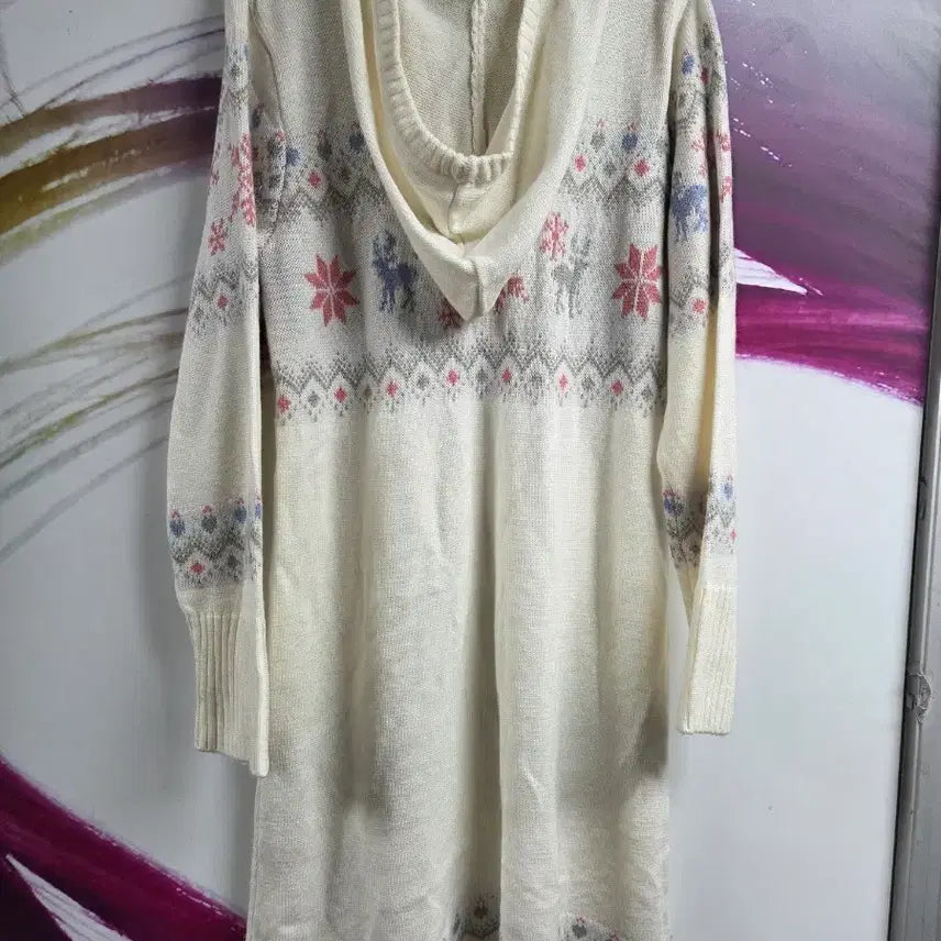 [BUNJANG] Quiksilver Ivory Knit Long Hoodie Dress / 아이보리 니트 후드 롱 원피스