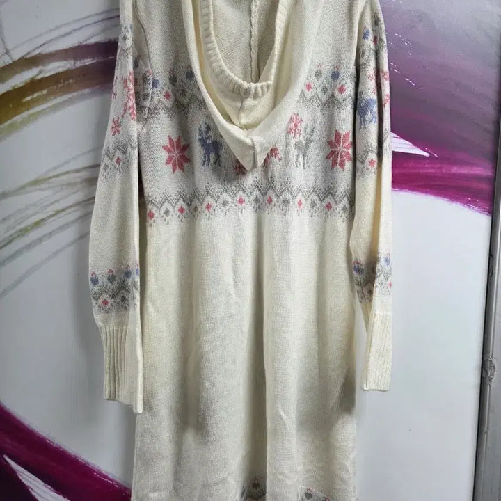 [BUNJANG] Quiksilver Ivory Knit Long Hoodie Dress / 아이보리 니트 후드 롱 원피스