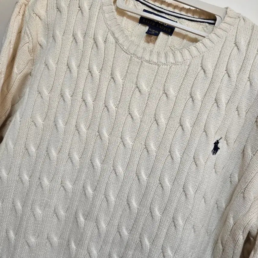 [BUNJANG] Polo Ralph Lauren Cream Cable Knit Sweater / 폴로 랄프로렌 정품 남성 크림 케이블 니트
