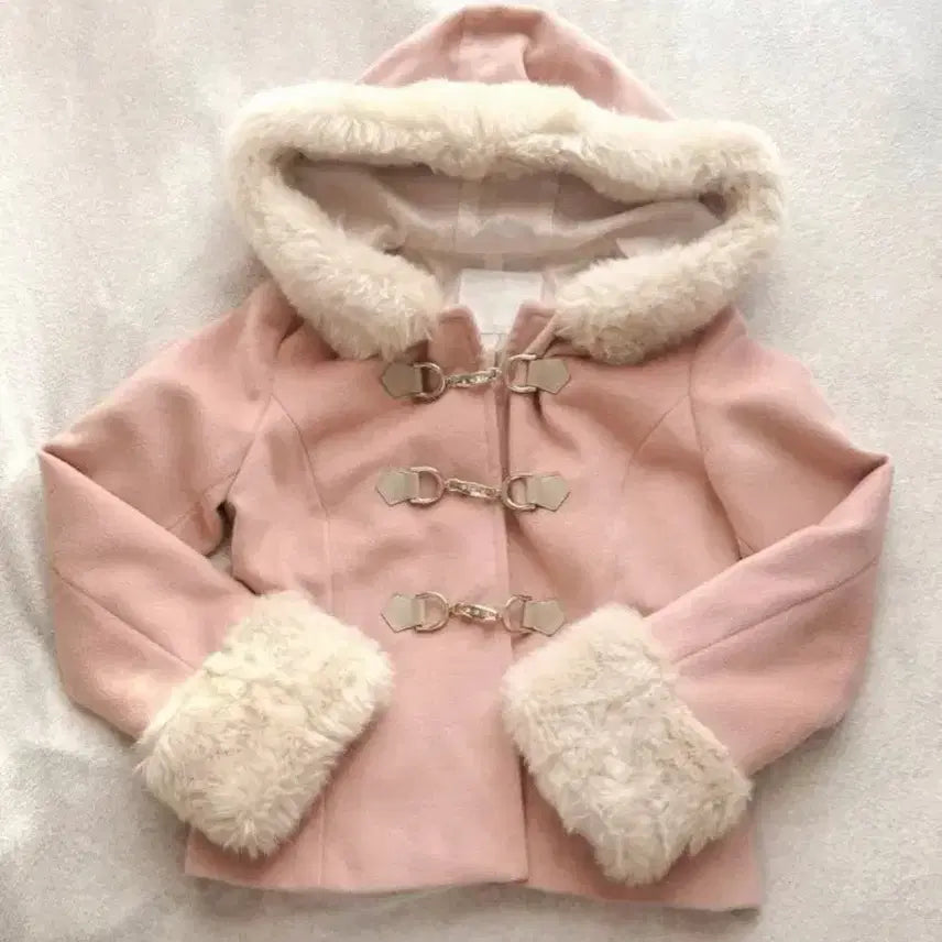 [BUNJANG] Cecil McBee Pink Fur Hood Duffle Coat Vintage Jacket / 세실맥비 핑크 퍼 후드 떡볶이 코트 빈티지 자켓