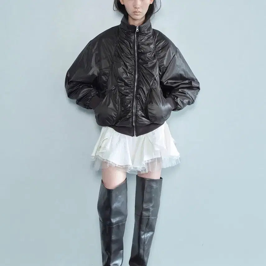 [BUNJANG] Cerric Highneck Shirring Jumper Black / cerric highneck shirring jumper black