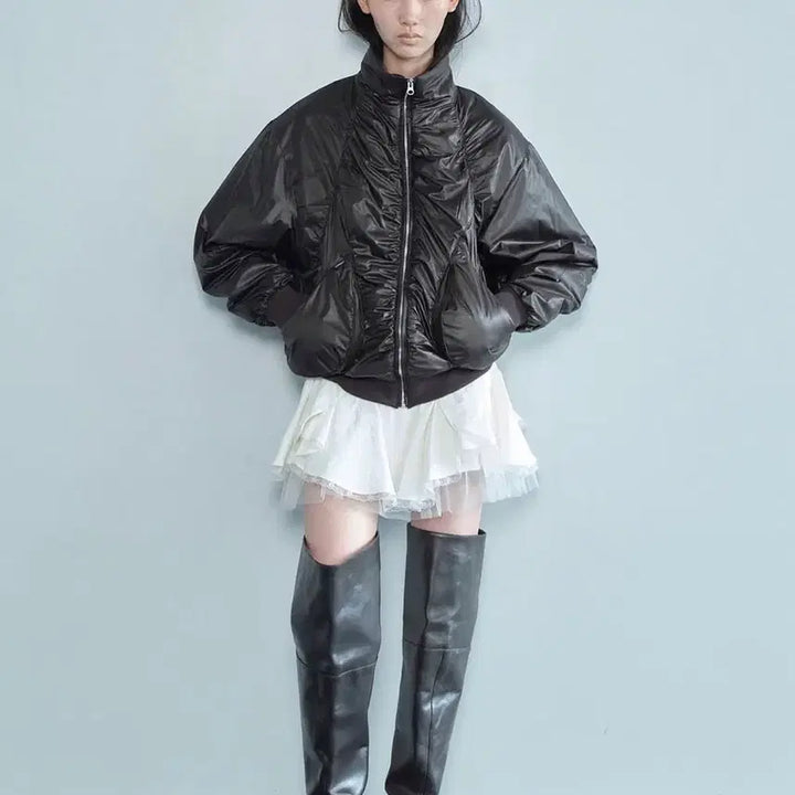[BUNJANG] Cerric Highneck Shirring Jumper Black / cerric highneck shirring jumper black
