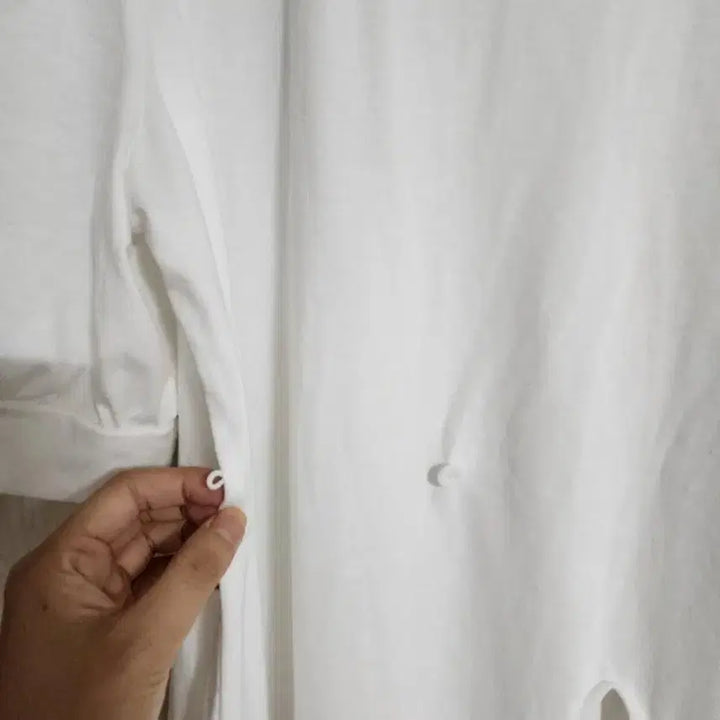 [BUNJANG] White Puff Sleeve Side Slit Long Dress / 화이트 퍼프소매 옆트임 롱 원피스