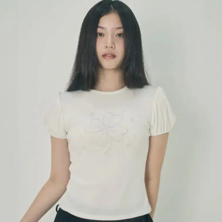 [BUNJANG] Mihev Clover Puff T-shirt White / 새상품) 미헤브 클로버 퍼프 티셔츠 화이트
