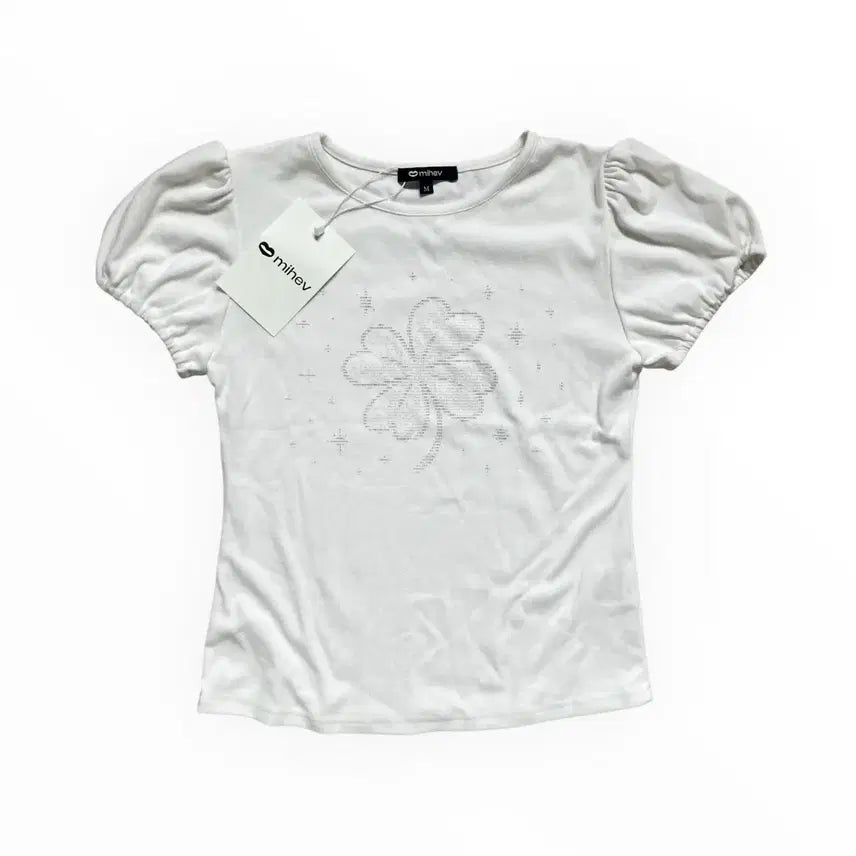 [BUNJANG] Mihev Clover Puff T-shirt White / 새상품) 미헤브 클로버 퍼프 티셔츠 화이트