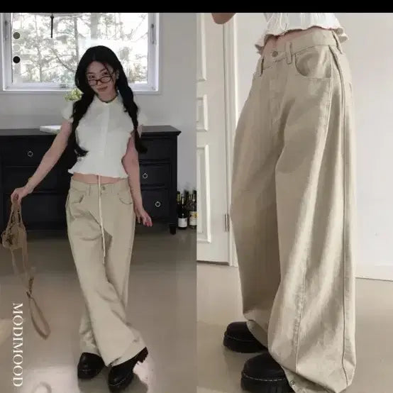 [BUNJANG] White Wide Denim Pants S / 화이트 와이드 데님 팬츠 s 새상품