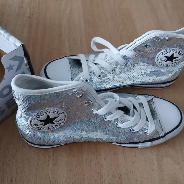 [BUNJANG] Converse Sequin High-Top Sneakers / (새상품) 컨버스 스팽글 하이탑 245사이즈