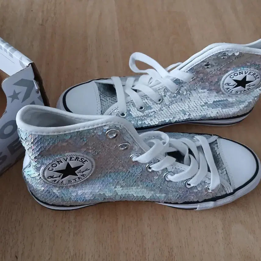 [BUNJANG] Converse Sequin High-Top Sneakers / (새상품) 컨버스 스팽글 하이탑 245사이즈