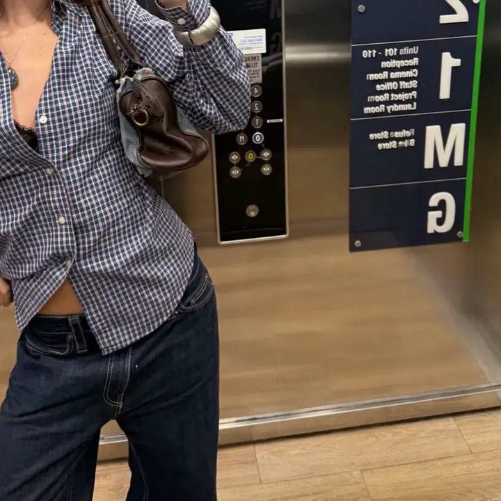 [BUNJANG] Brandy Melville Milli Checkered Shirt / 브랜디멜빌 체크 밀리 셔츠
