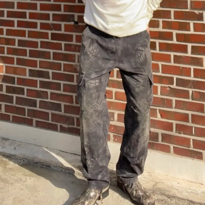[BUNJANG] Black Tactical Camo Cargo Pants / 블랙 택티컬 카모 카고팬츠