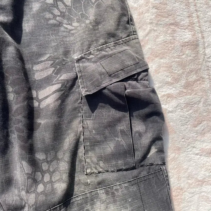[BUNJANG] Black Tactical Camo Cargo Pants / 블랙 택티컬 카모 카고팬츠