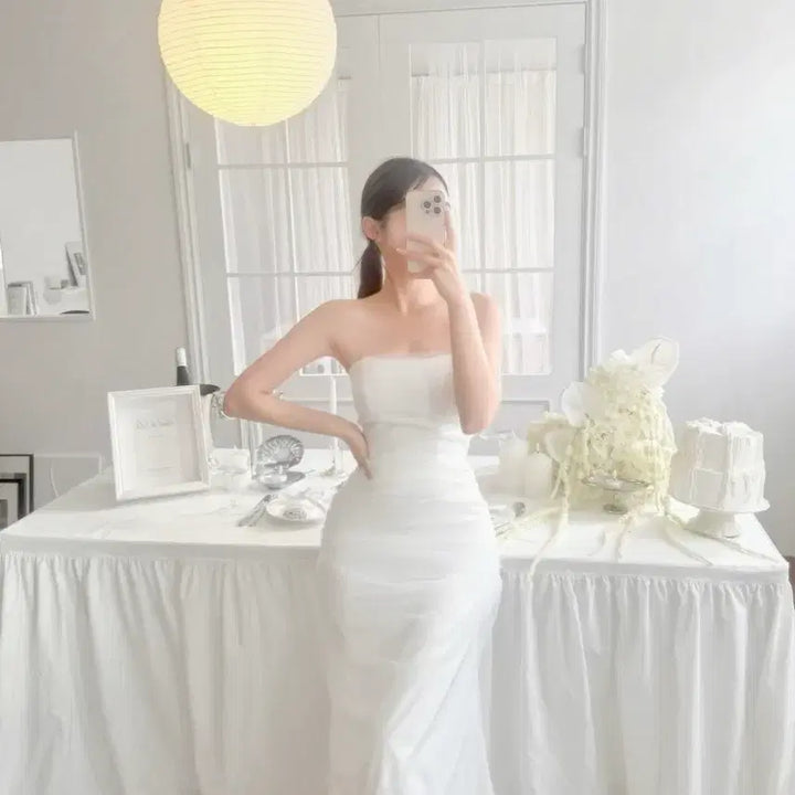 [BUNJANG] Bridal Shower Mermaid Dress / 브샤, 브라이덜샤워드레스 원피스 셀프웨딩촬영 머메이드드레스