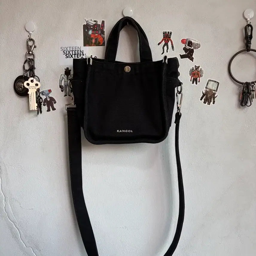 [BUNJANG] Kangol Mini Tote Crossbody Bag Black / 캉골 미니 토트백(크로스백) 블랙