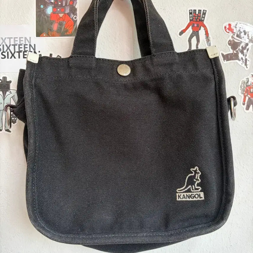 [BUNJANG] Kangol Mini Tote Crossbody Bag Black / 캉골 미니 토트백(크로스백) 블랙