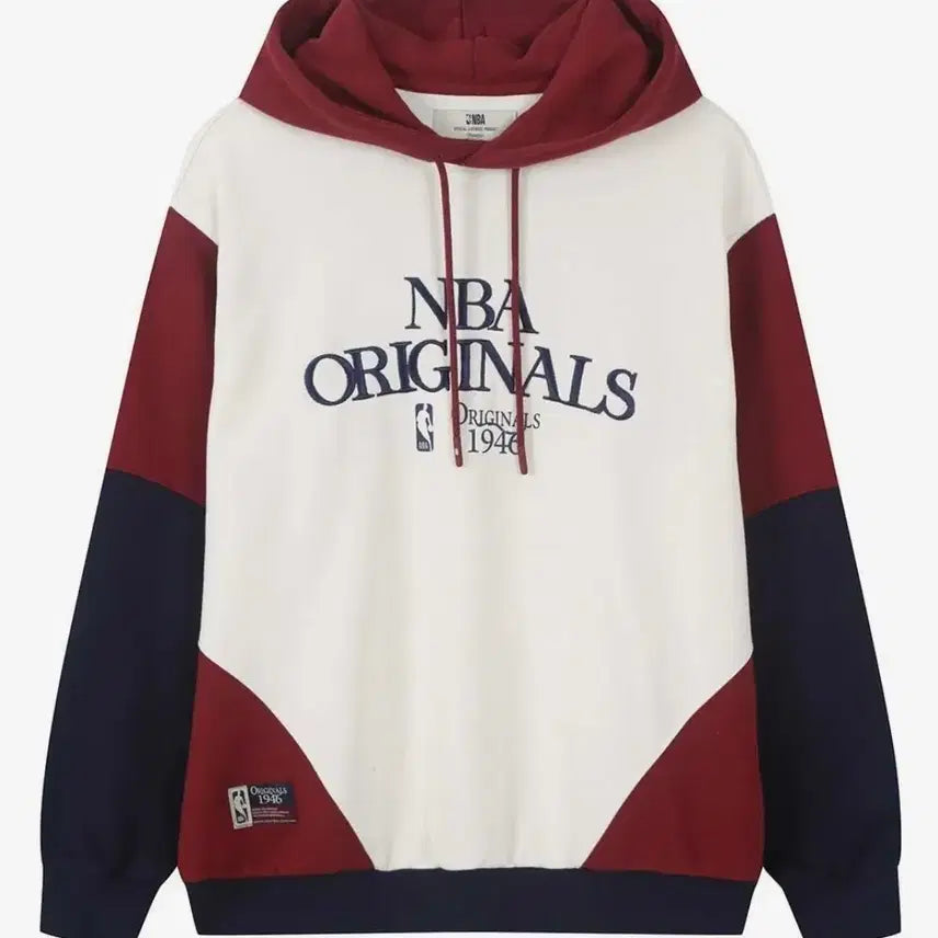 [BUNJANG] 2XL NBA Color Block Hoodie Ivory / 2XL NBA 컬러 블록 후드 티셔츠 아이보리
