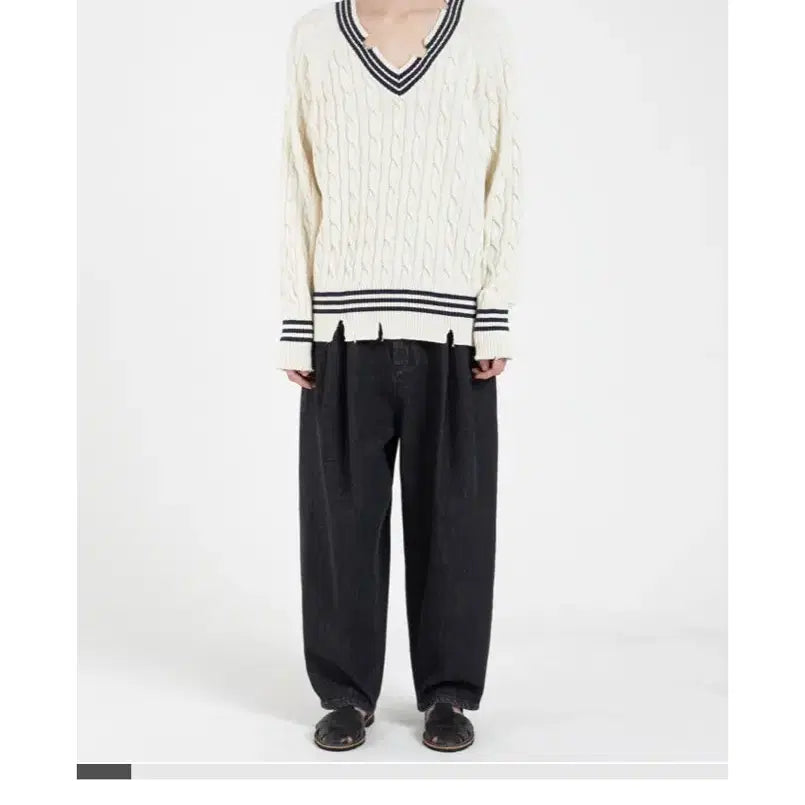 [BUNJANG] Youth Two-Tuck Layered Denim Pants Black / 유스 투턱 레이어드 데님 팬츠 블랙