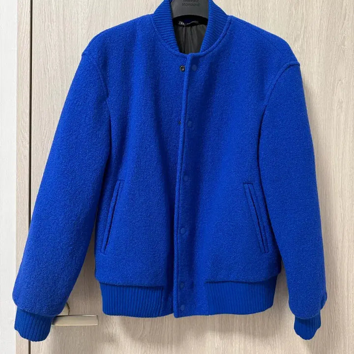 [BUNJANG] Zara Wool 100% Varsity Blouson Jacket - Blue M / 자라 울100 바시티 블루종  블루 M