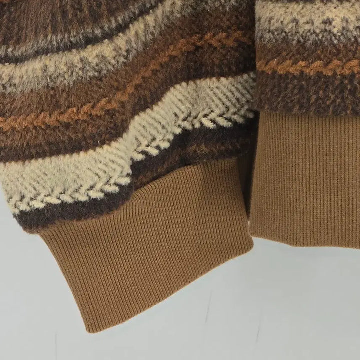 [BUNJANG] Soulstaylog Brown Striped Knit A30013 / Soulstaylog 브라운 스트라이프 니트 A30013