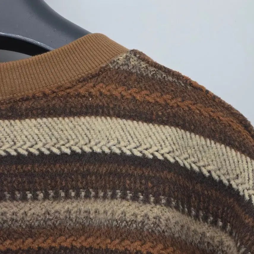 [BUNJANG] Soulstaylog Brown Striped Knit A30013 / Soulstaylog 브라운 스트라이프 니트 A30013