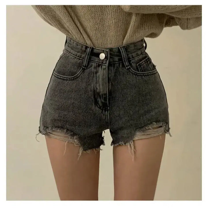 [BUNJANG] High-Waist Denim Shorts / 하이웨스트 청반바지 에이블리