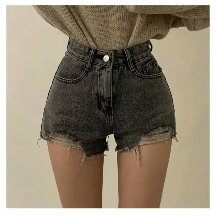 [BUNJANG] High-Waist Denim Shorts / 하이웨스트 청반바지 에이블리
