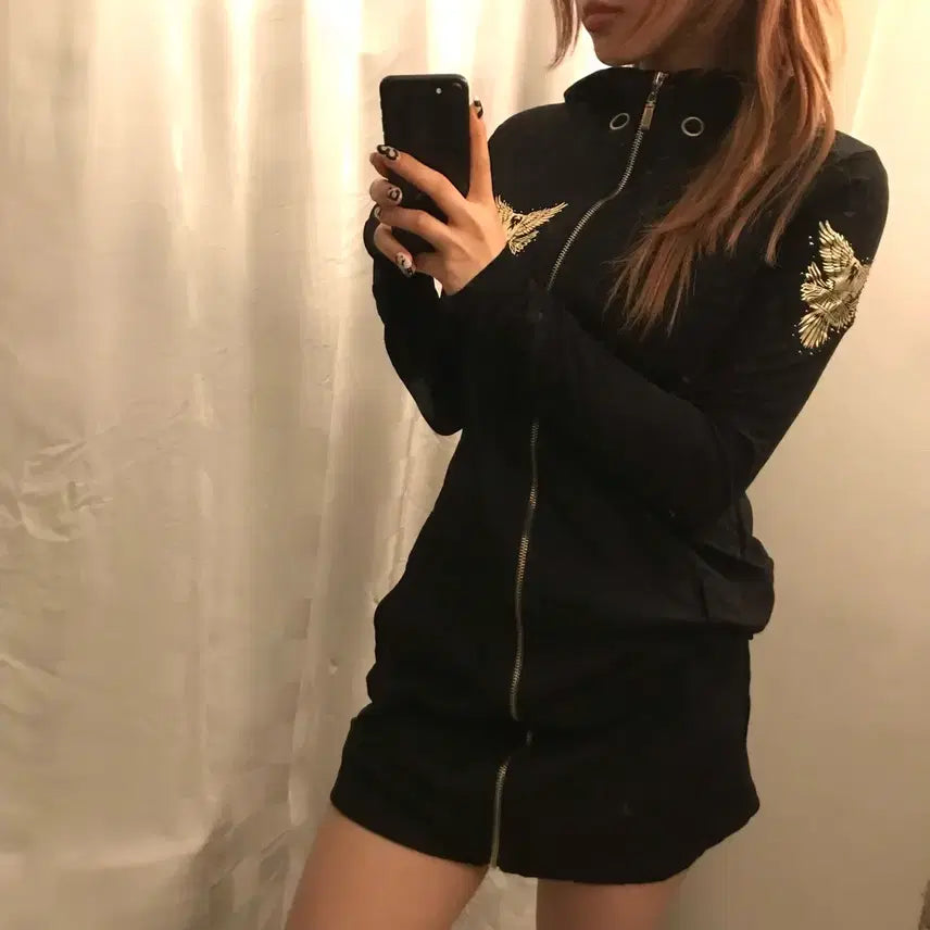 [BUNJANG] Vintage Gothic Punk Cubic Wing Hooded Zip-up / Vintage 고스펑크 고딕 갸루 큐빅 날개 후드집업
