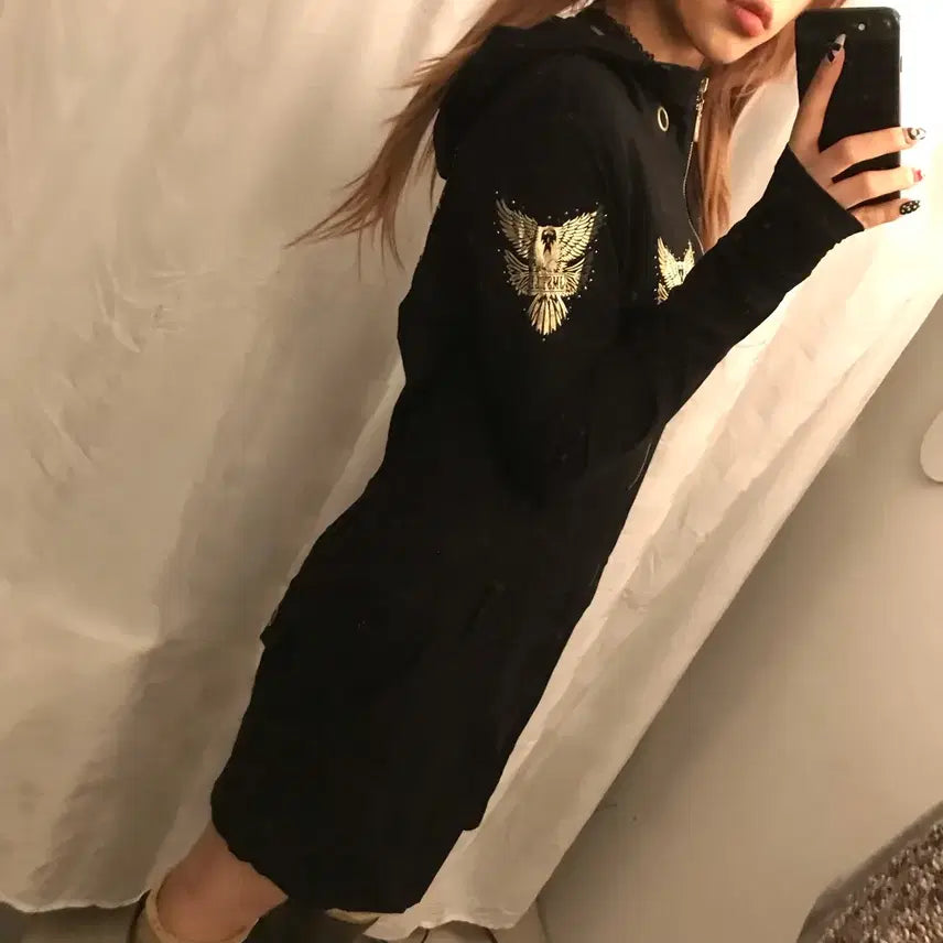 [BUNJANG] Vintage Gothic Punk Cubic Wing Hooded Zip-up / Vintage 고스펑크 고딕 갸루 큐빅 날개 후드집업