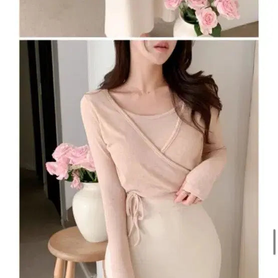 [BUNJANG] Purvitt Long Sleeve Knit Top / 퍼빗 랩 스타일 긴팔 티셔츠