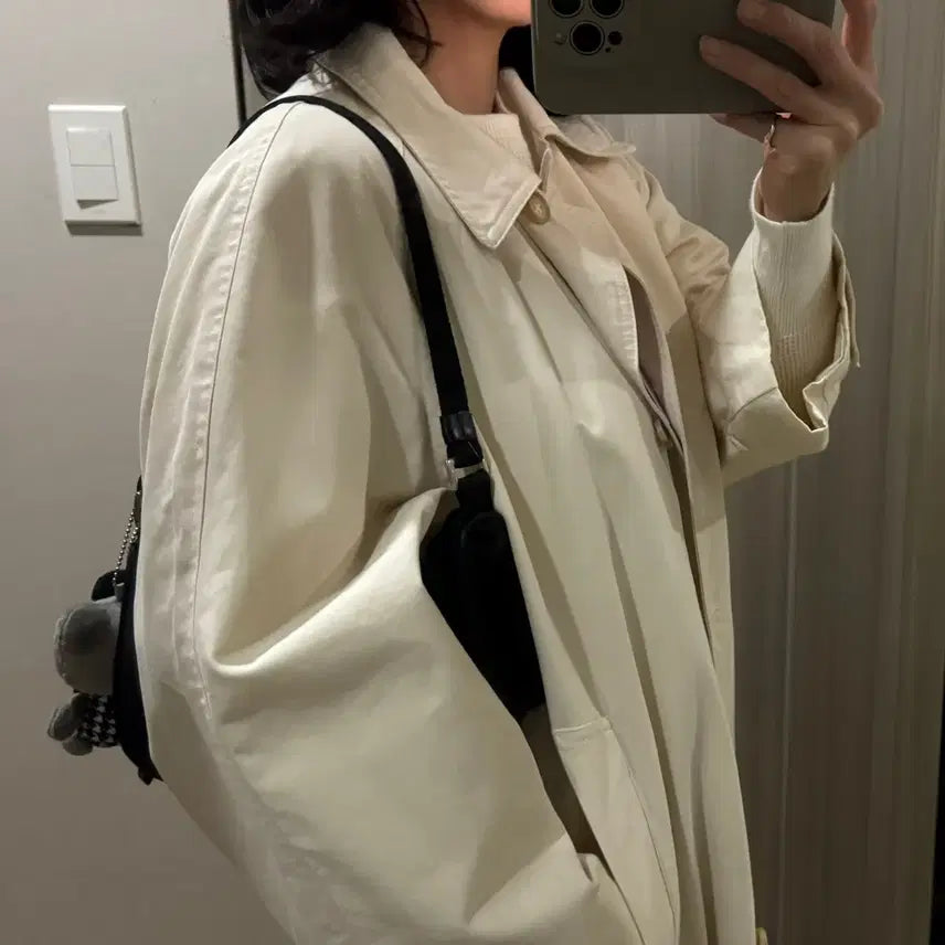 [BUNJANG] HANE Raglan Trench Coat - Ecru / HANE의 레글런 트렌치 코트   Ecru