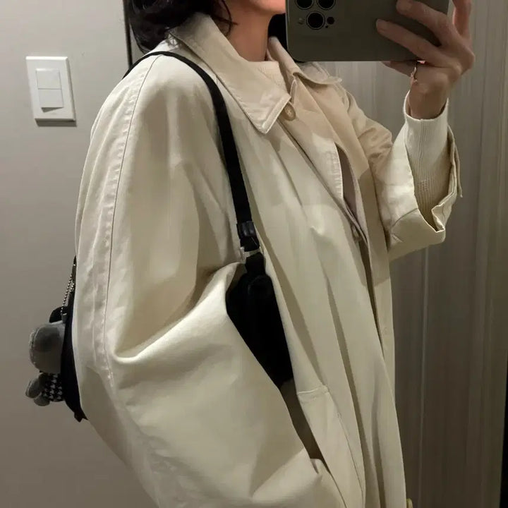 [BUNJANG] HANE Raglan Trench Coat - Ecru / HANE의 레글런 트렌치 코트   Ecru