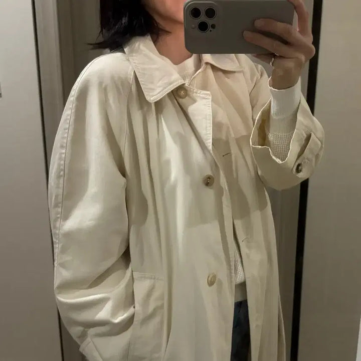 [BUNJANG] HANE Raglan Trench Coat - Ecru / HANE의 레글런 트렌치 코트   Ecru