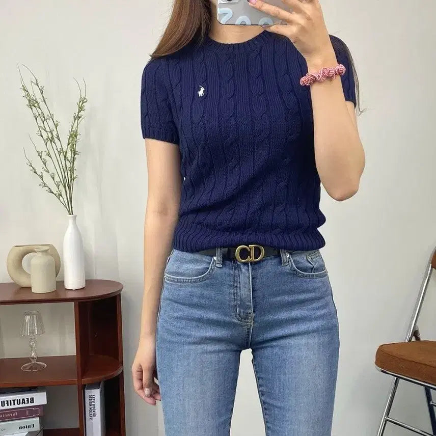 [BUNJANG] Polo Women New Wave Short-Sleeve Knit Top / 폴로 우먼 뉴웨이브 반팔니트