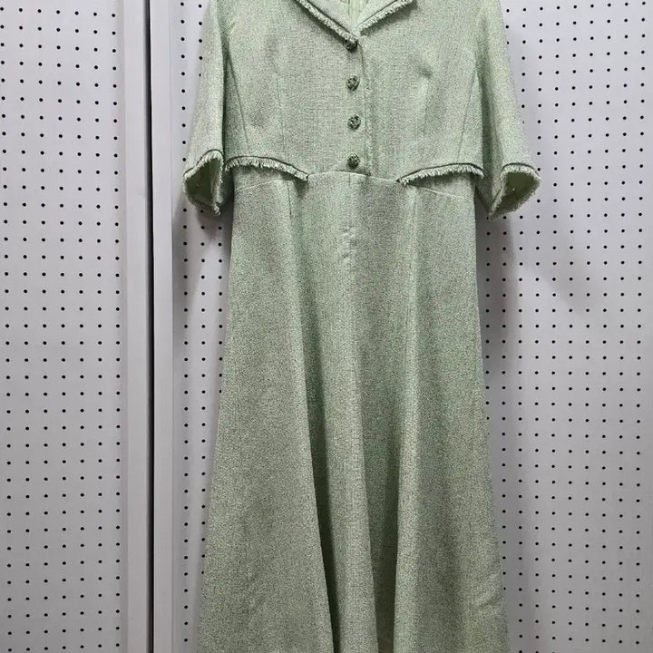 [BUNJANG] It Misha Mint Green Tweed Dress / (1314)잇미샤 민트 그린 트위드 원피스 카라넥 반팔