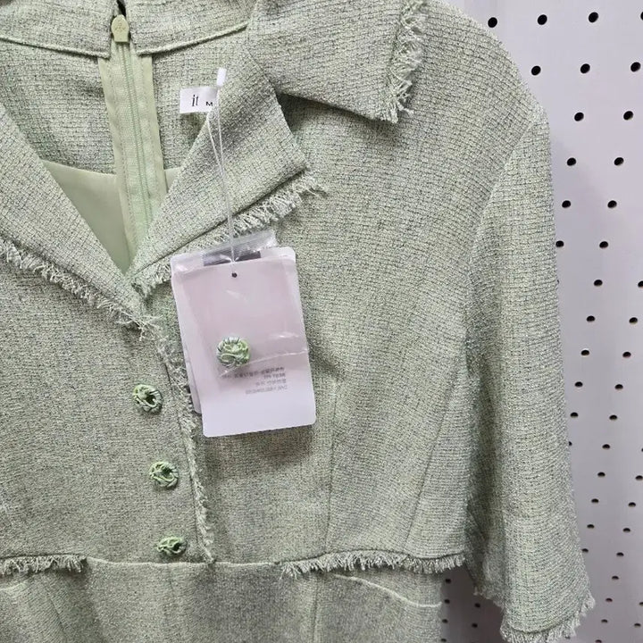 [BUNJANG] It Misha Mint Green Tweed Dress / (1314)잇미샤 민트 그린 트위드 원피스 카라넥 반팔
