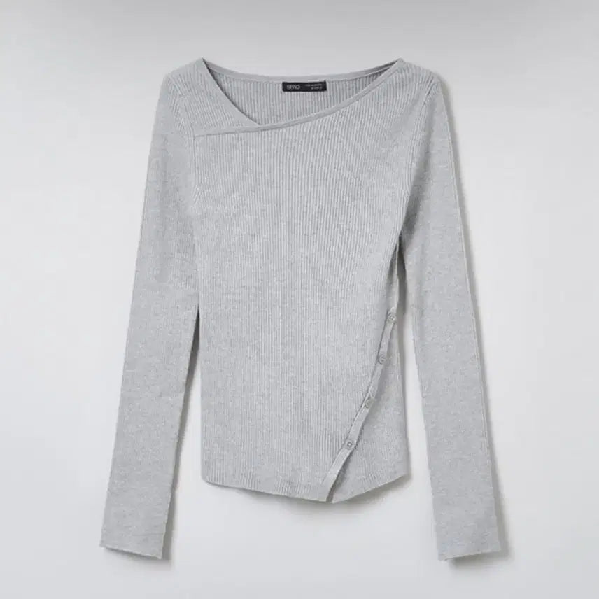 [BUNJANG] SPAO Slit Detail Ribbed Knit Top / 스파오 사선 트임 골지 니트 회색