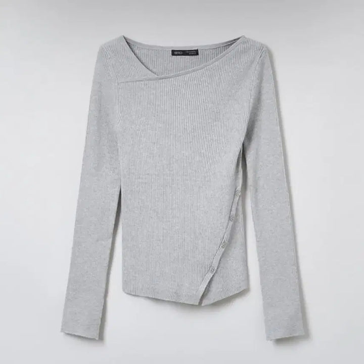 [BUNJANG] SPAO Slit Detail Ribbed Knit Top / 스파오 사선 트임 골지 니트 회색
