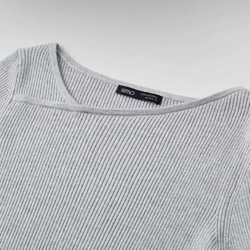 [BUNJANG] SPAO Slit Detail Ribbed Knit Top / 스파오 사선 트임 골지 니트 회색