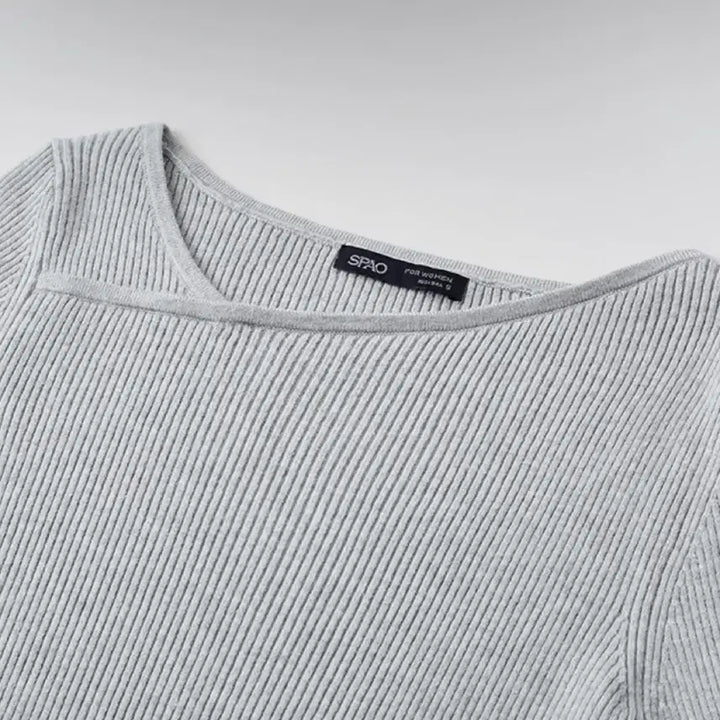 [BUNJANG] SPAO Slit Detail Ribbed Knit Top / 스파오 사선 트임 골지 니트 회색