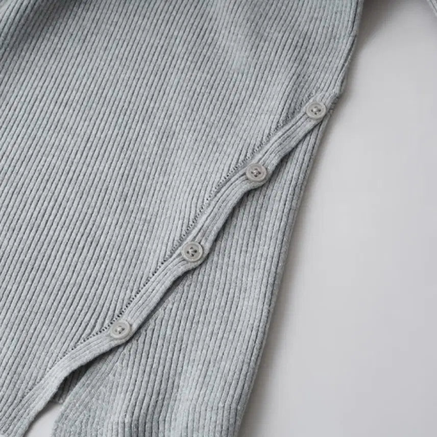 [BUNJANG] SPAO Slit Detail Ribbed Knit Top / 스파오 사선 트임 골지 니트 회색