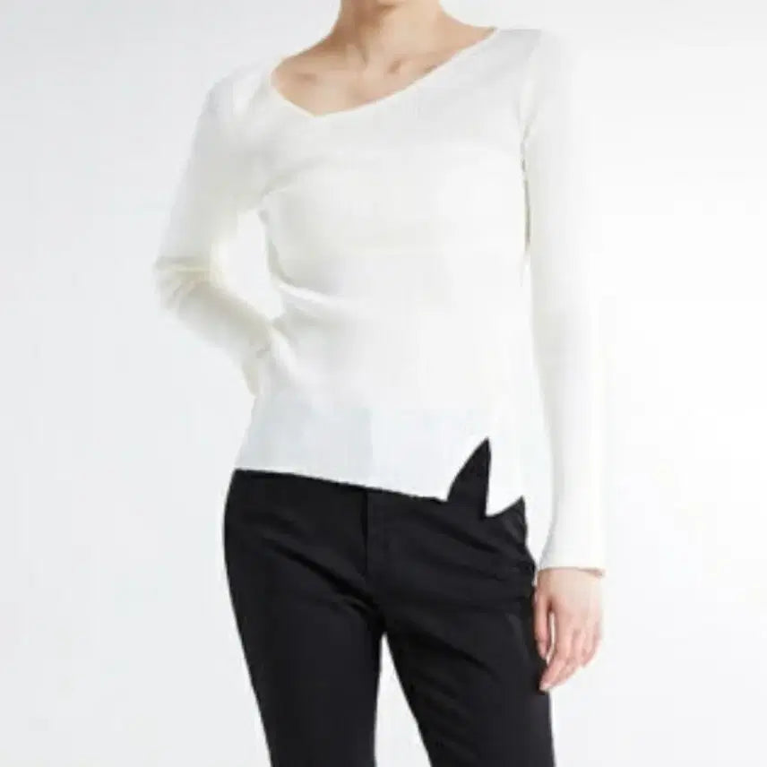 [BUNJANG] SPAO Slit Detail Ribbed Knit Top / 스파오 사선 트임 골지 니트 회색