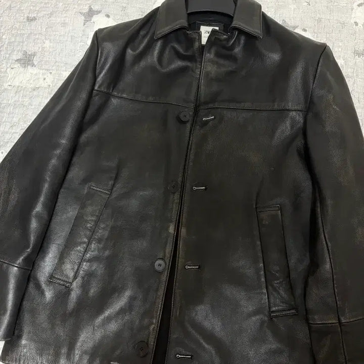 [BUNJANG] Zara 80s Archive Limited Edition Calfskin Leather Car Coat / 자라 80s 아카이브 리미티드 에디션 카프스킨 레더 카코트