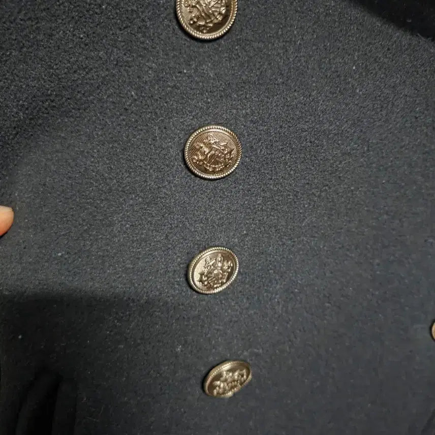 [BUNJANG] Saint Laurent Black Gold Button Coat / 생로랑 블랙 금장 버튼 코트