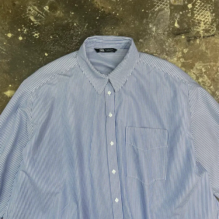 [BUNJANG] ZARA Striped Oversized Button-Down Shirt Dress / L) ZARA 자라 스트라이프 오버사이즈 버튼 다운셔츠 원피스