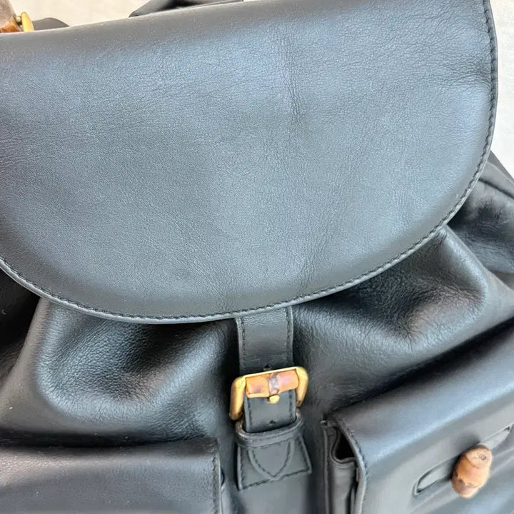 [BUNJANG] Gucci Vintage Bamboo Leather Backpack / [정품] 구찌 빈티지 뱀부 가죽 백팩 (블랙/금장)