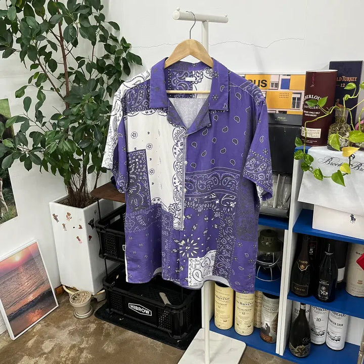 [BUNJANG] 8by Yoox Paisley Short Sleeve Shirt XXL / 8by yoox 비스코스/코튼 페이즐리 반팔 셔츠 XXL