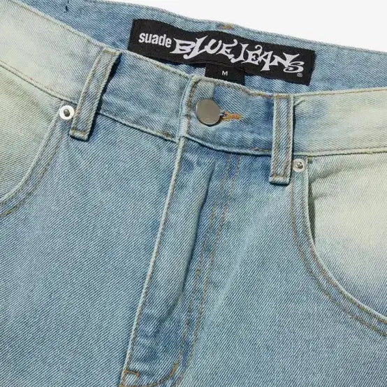[BUNJANG] Suede Washed Denim Jeans / 스웨이드 컬러 워시드 데님 블루