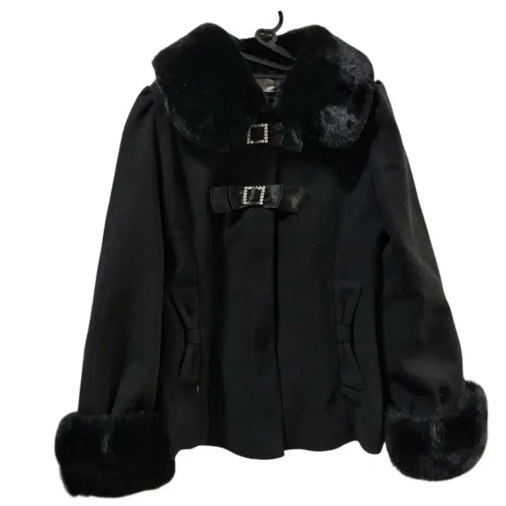 [BUNJANG] Yansan Hyojirai Gyel Short Coat Ribbon Fur Coat / 양산형지뢰계 스타일 숏코트 리본 퍼 코트