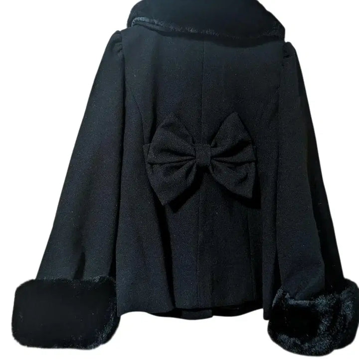 [BUNJANG] Yansan Hyojirai Gyel Short Coat Ribbon Fur Coat / 양산형지뢰계 스타일 숏코트 리본 퍼 코트