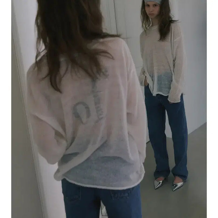 [BUNJANG] Overdue Flare Mohair of Sweater - Ivory / 오버듀플레어 MOHAIR OF SWEATER_IVORY